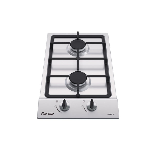 Encimera a gas 2 platos Fensa FCE 2HF GL T Inox, vista frontal