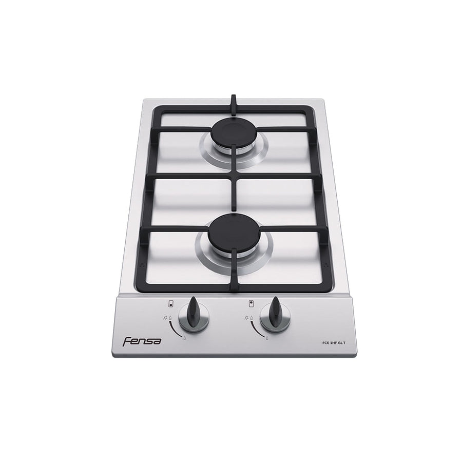 Encimera a gas 2 platos Fensa FCE 2HF GL T Inox, vista frontal