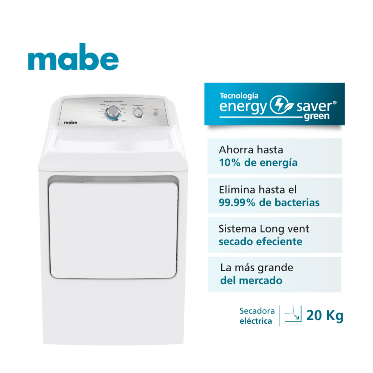 Secadora eléctrica Mabe 20 kg SME26N5MNBCL0, vista ambientada