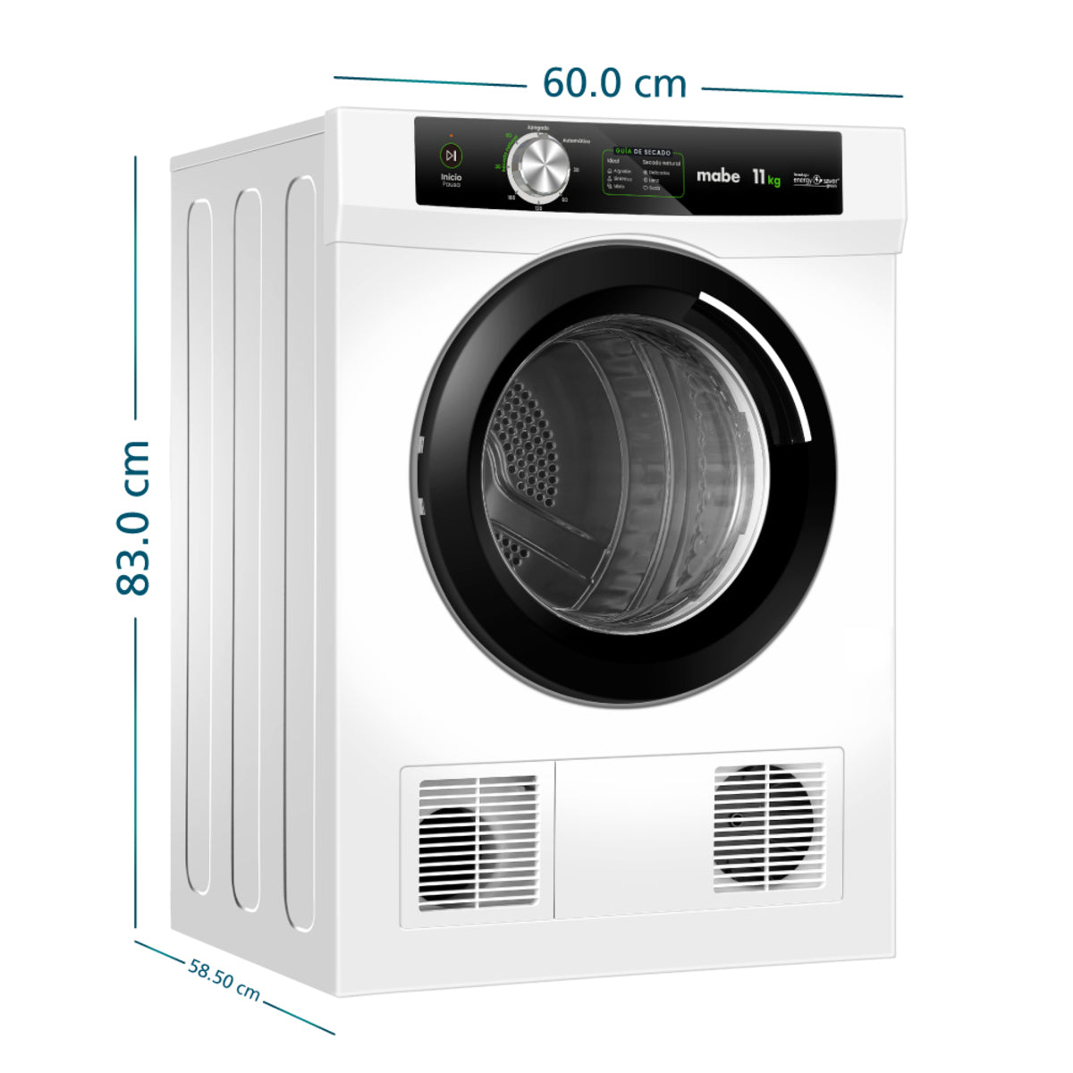 Secadora eléctrica Mabe 11 kg SEM011VBCL0, vista isométrica