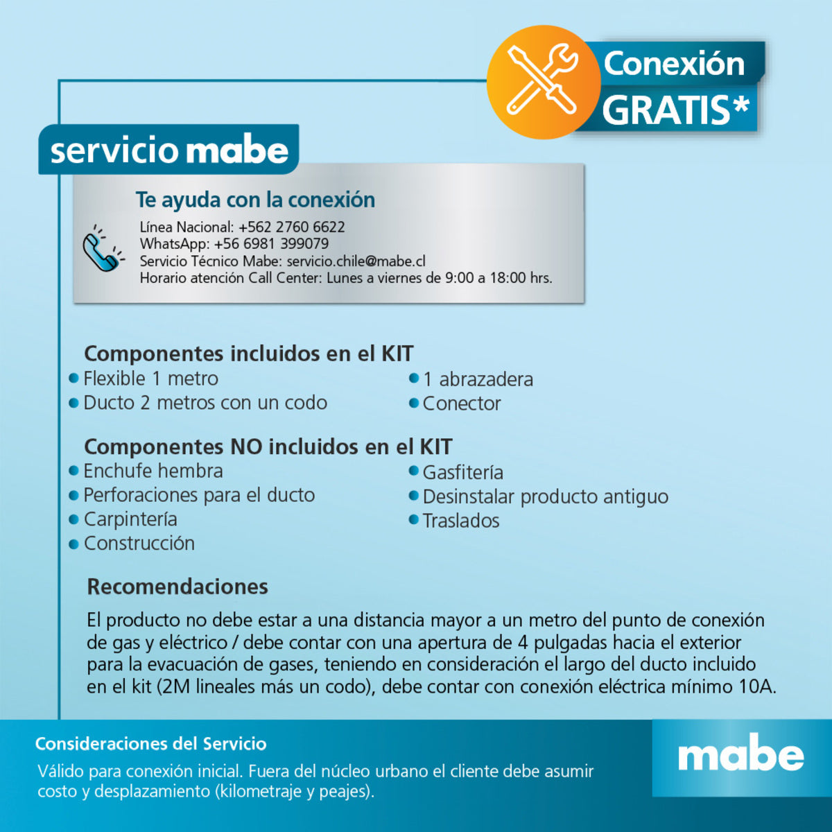 Secadora Mabe SME26N5MNBCL0, conexión del ducto de evacuación