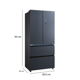 Refrigerador Midea MDRFD705BIE70 con puertas abiertas
