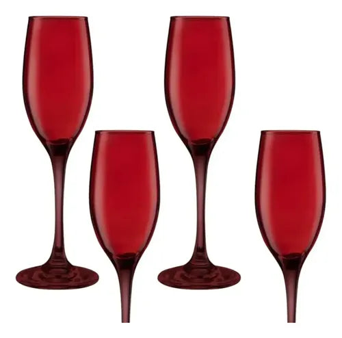 Set 4 Copas Espumante 180CC Full Rojo Allegra Rojo