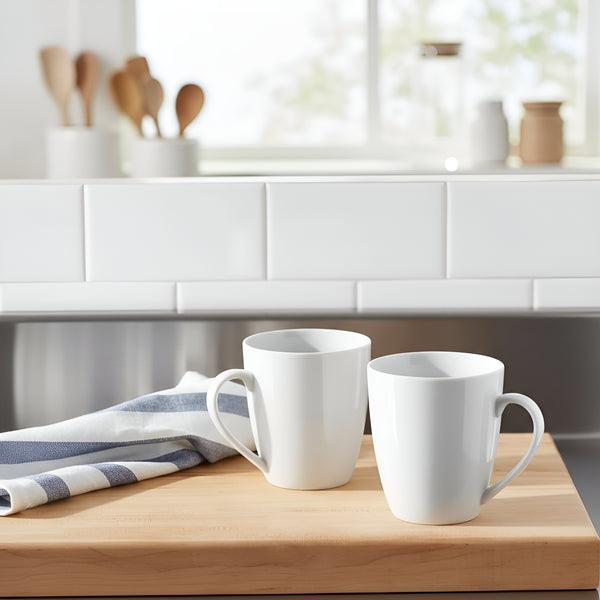 6 Tazas Mug De Ceramica Blanco Bullet 325ml Hallen
