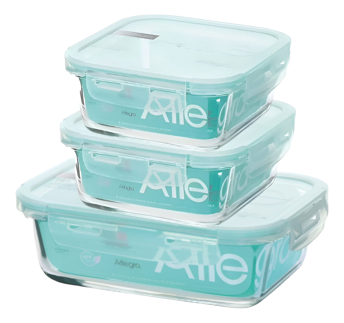 Pack 3 Herméticos Vidrio (600+380+380 Ml) Allegra