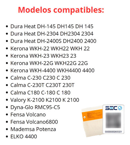 Mecha Estufa C-230 Wkh-22 Wkh-23 Wkh-4400 Dura Heat