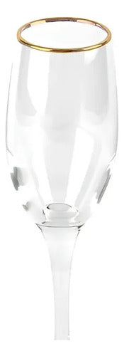 Set 4 Copas Flute Allegra Borde Dorado 180 Ml Transparente