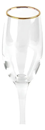 Set 4 Copas Flute Allegra Borde Dorado 180 Ml Transparente