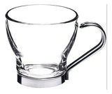 4 Tazas Vidrio Templado 200ML Asa Metálica Allegra Apto Lavavajillas Transparente