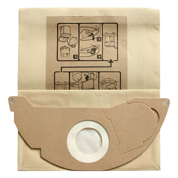 Pack 5 Bolsas Repuesto Aspiradora Karcher Mv2 / Wd2