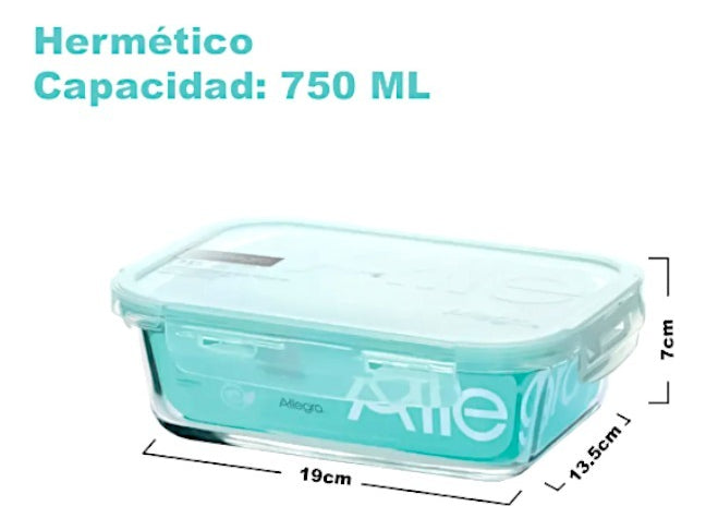 Pack 2 Herméticos De Vidrio Allegra (750 Y 420 Ml)