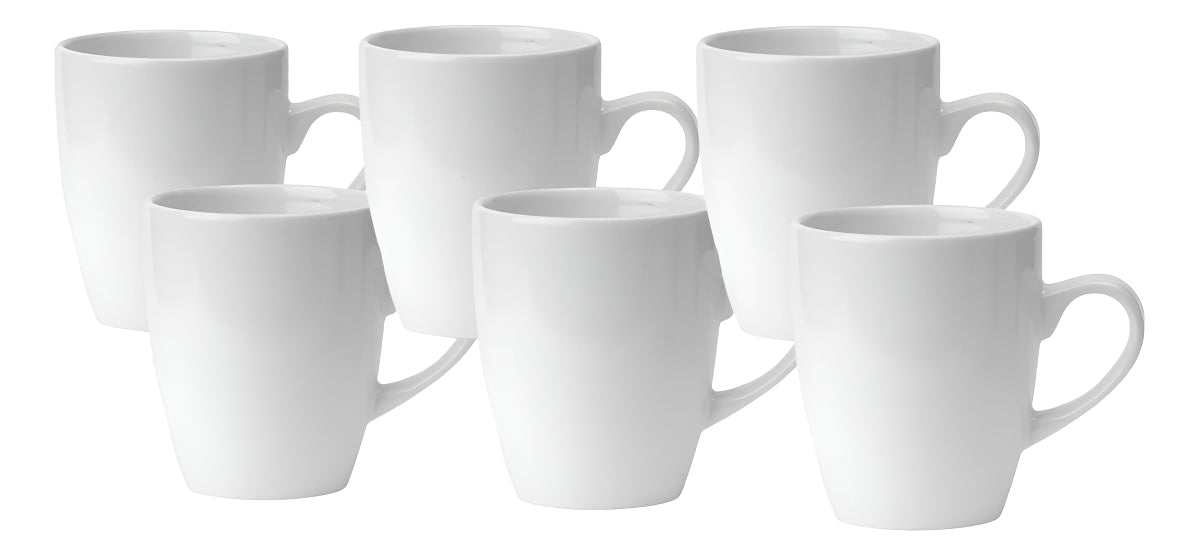 6 Tazas Mug De Ceramica Blanco Bullet 325ml Hallen