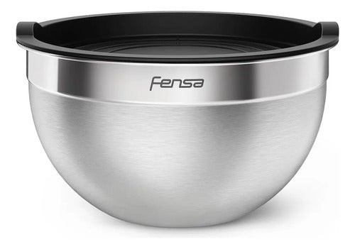 Bowls Acero Inoxidable Fensa 3 Unidades Tapa De Plástico Color Gris