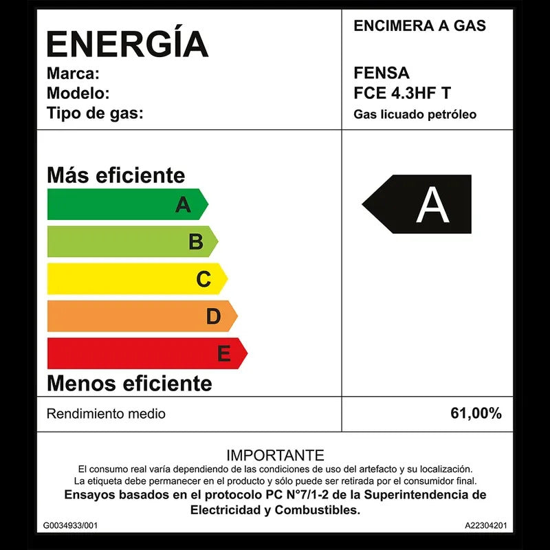 Encimera Fensa A Gas Fce 4.3 Hf Parrillas Hierro Fundido