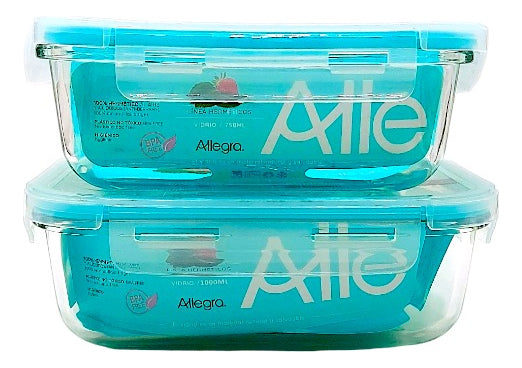 Pack 2 Herméticos De Vidrio Allegra (1000 Y 750 Ml)