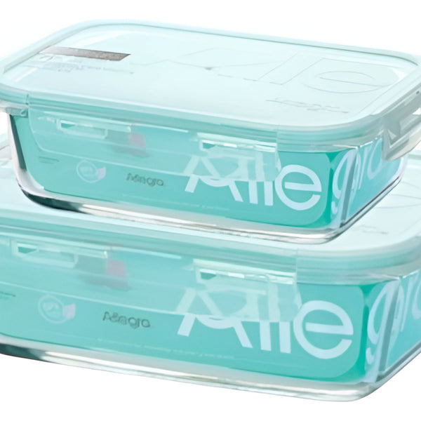 Pack 2 Contenedores Vidrio Herméticos (1000 Y 600 Ml)