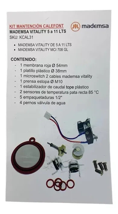 Kit Mantención Calefont Mademsa Vitality 5 A 11 Lt