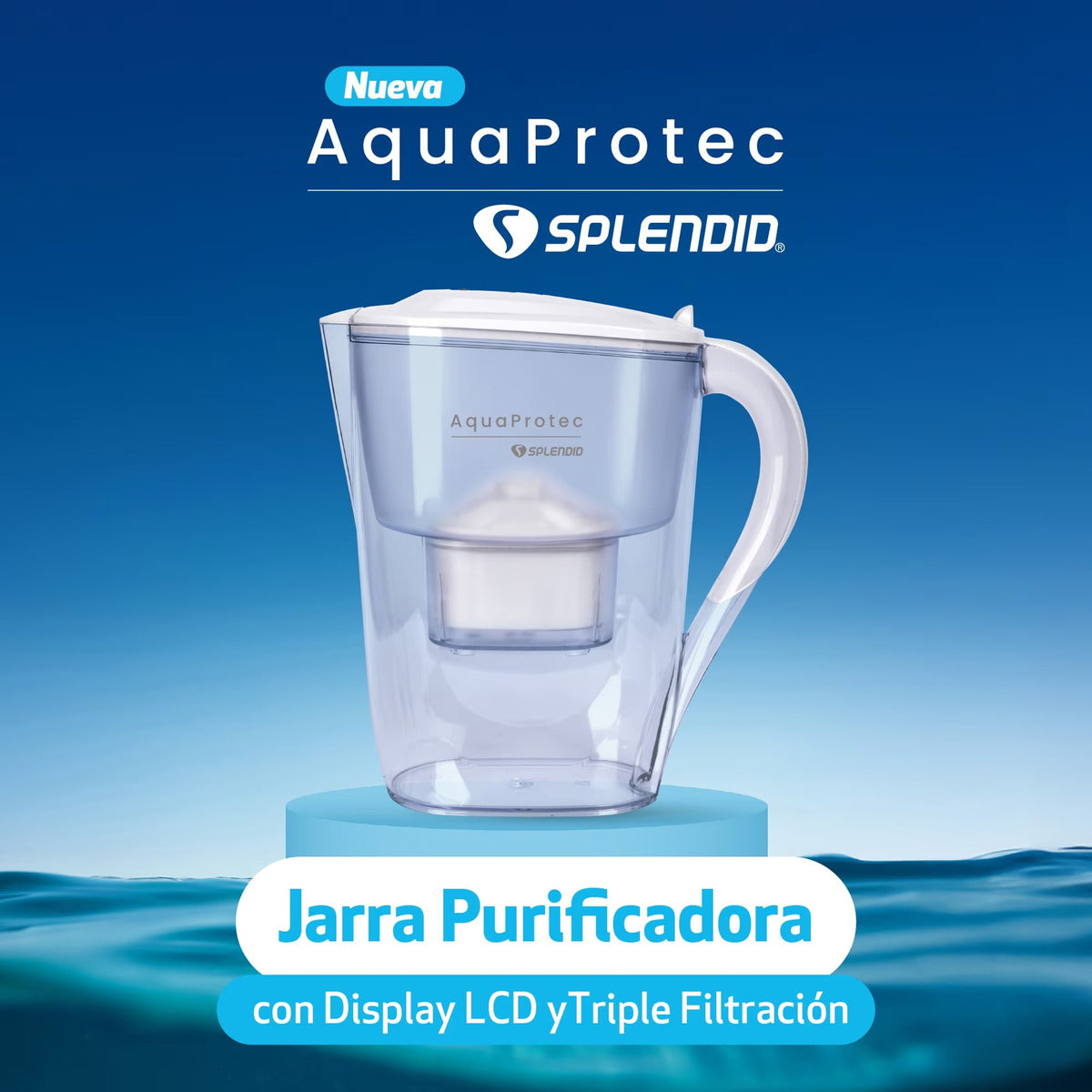 Jarra Purificadora De Agua 2,6 L Splendid Con Visor Lcd