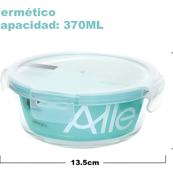 Pack 3 Herméticos Circulares Vidrio (720+320+320 Ml) Allegra