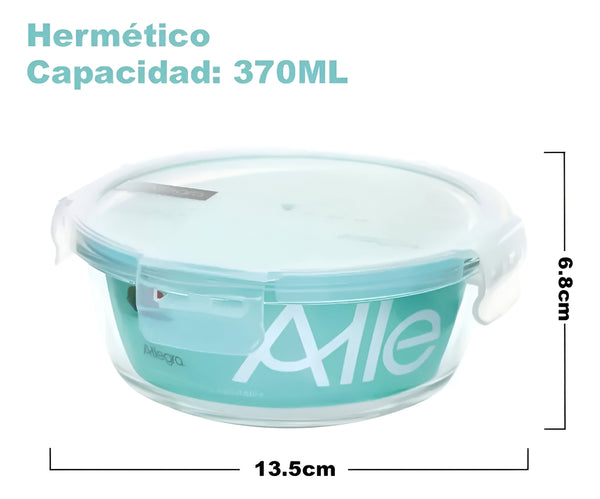 Pack 3 Herméticos Circulares Vidrio (720+320+320 Ml) Allegra