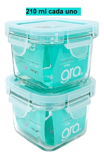 Pack 6 Potes Vidrio Herméticos Pequeños (150+165+210 Ml)*2