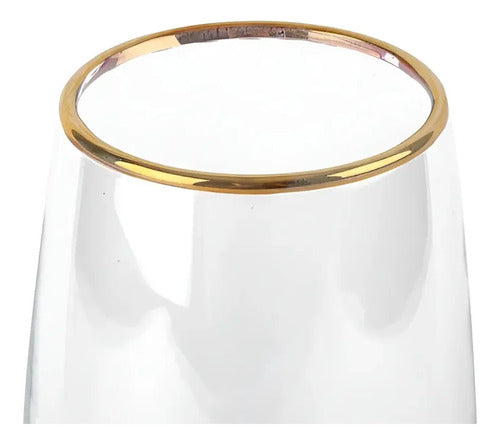 Set 4 Copas Flute Allegra Borde Dorado 180 Ml Transparente