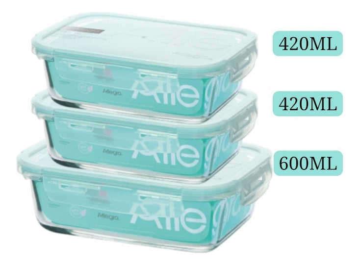 Pack 3 Herméticos De Vidrio (600+420+420 Ml) Allegra