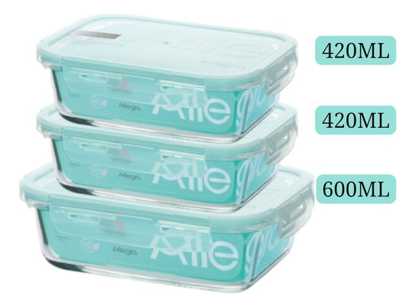 Pack 3 Herméticos De Vidrio (600+420+420 Ml) Allegra