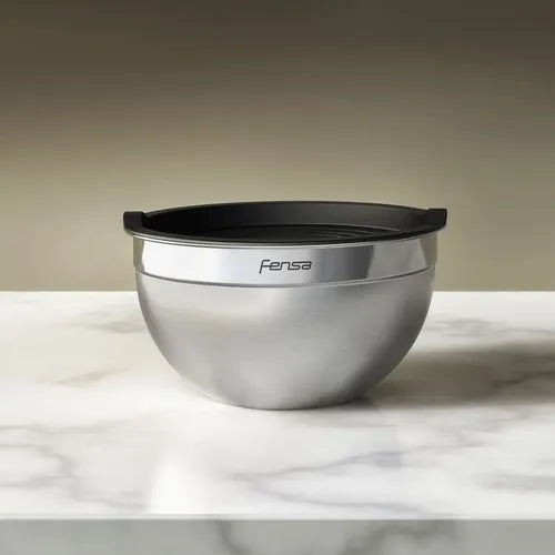 Bowls Acero Inoxidable Fensa 3 Unidades Tapa De Plástico Color Gris