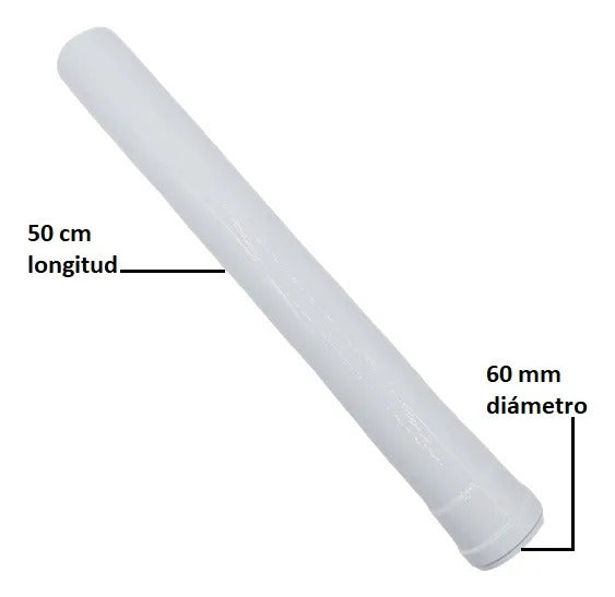 Extensión Evacuación De Gases 60mm Tiro Forzado 50cm Largo