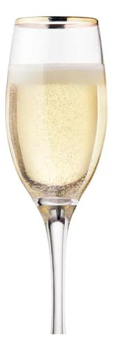 Set 4 Copas Flute Allegra Borde Dorado 180 Ml Transparente