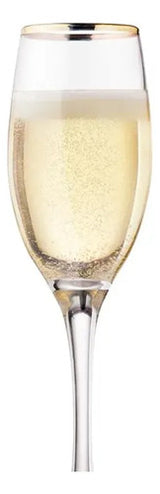 Set 4 Copas Flute Allegra Borde Dorado 180 Ml Transparente