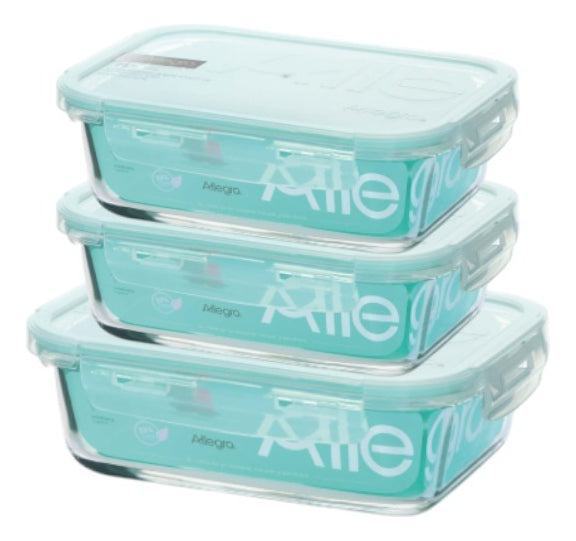 Pack 3 Herméticos De Vidrio (600+420+420 Ml) Allegra