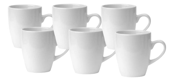 6 Tazas Mug De Ceramica Blanco Bullet 325ml Hallen