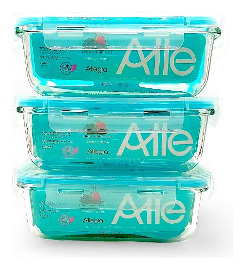 Pack 3 Herméticos De Vidrio De 750 Ml C/u Allegra