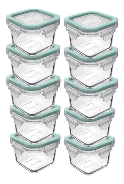 Pack De 10 Mini Herméticos De Vidrio Allegra 210ml