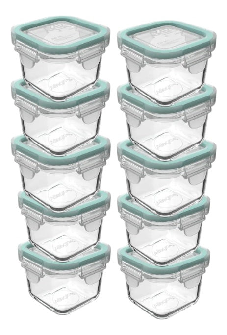 Pack De 10 Mini Herméticos De Vidrio Allegra 210ml