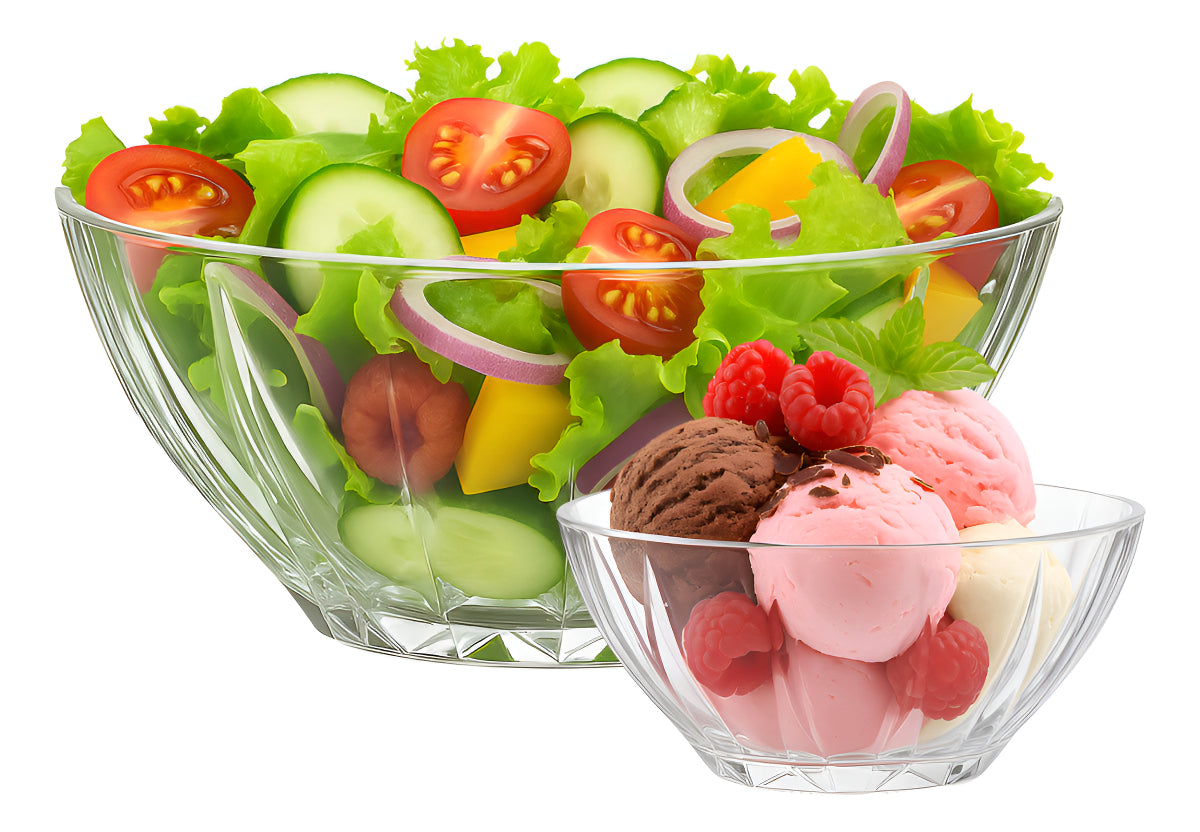 1 Ensaladera 1.85cc + 6 Bowls 350cc Vidrio Allegra Color Transparente Arganda