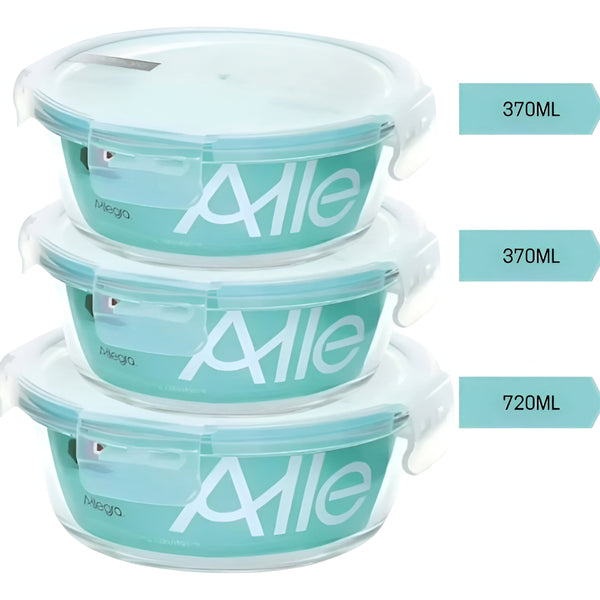 Pack 3 Herméticos Circulares Vidrio (720+320+320 Ml) Allegra