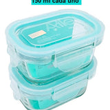 Pack 6 Potes Vidrio Herméticos Pequeños (150+165+210 Ml)*2