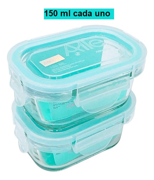 Pack 6 Potes Vidrio Herméticos Pequeños (150+165+210 Ml)*2