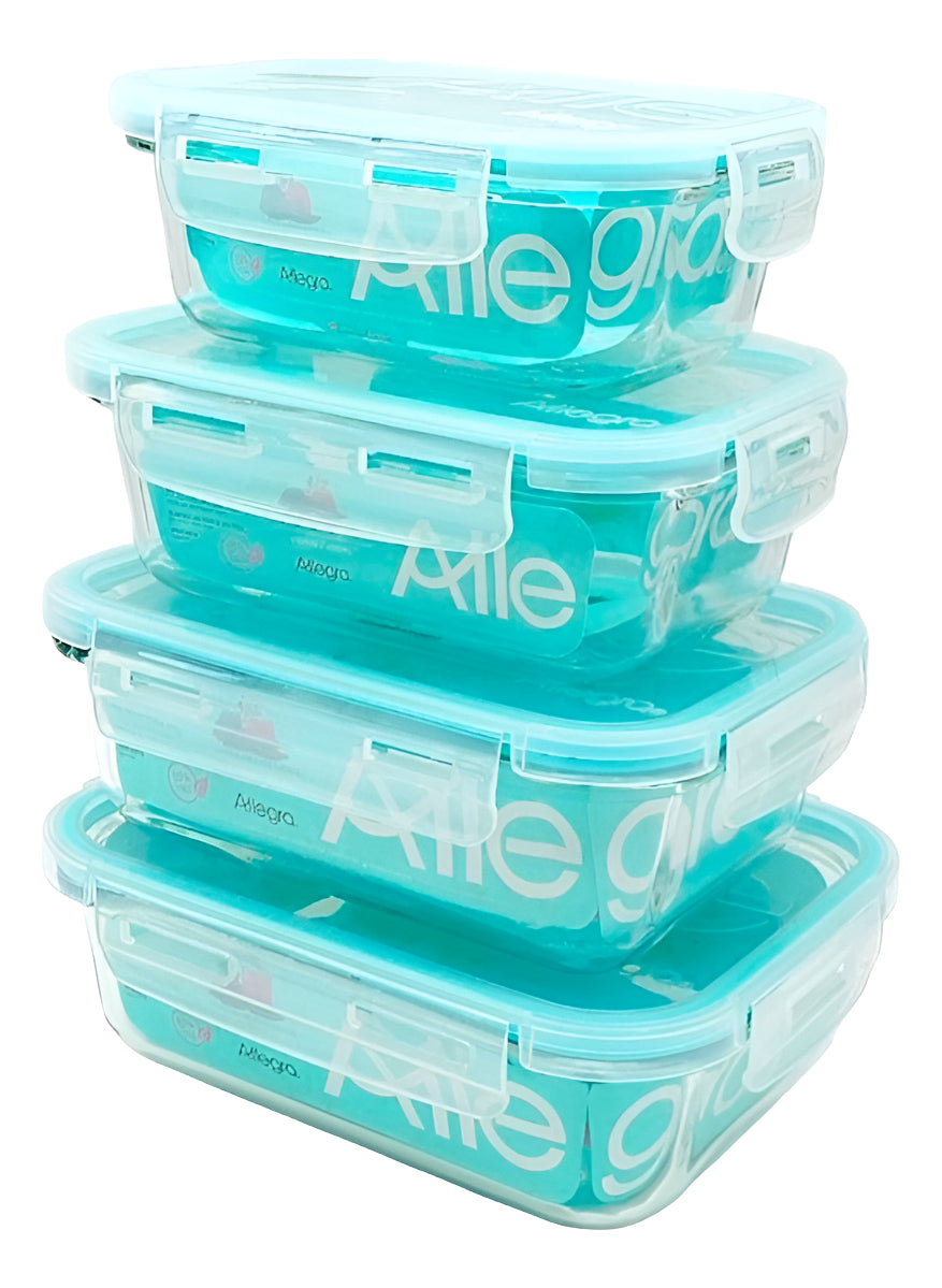 Pack 4 Contenedores Herméticos Vidrio (420+600+750+1000 Ml)