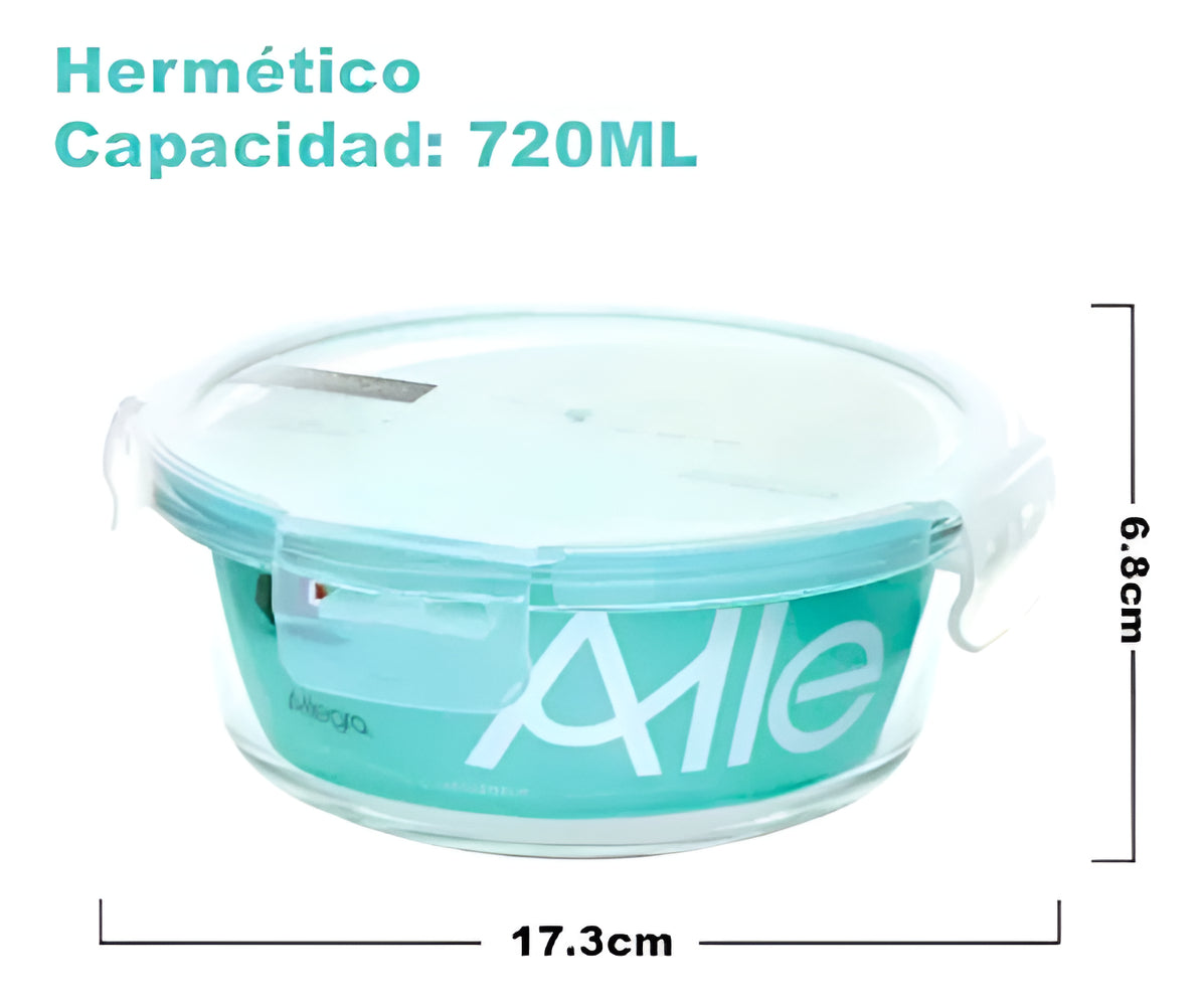 Pack 3 Herméticos Circulares Vidrio (720+320+320 Ml) Allegra