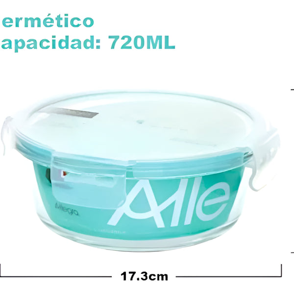 Pack 3 Herméticos Circulares Vidrio (720+320+320 Ml) Allegra