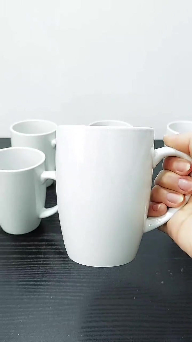 6 Tazas Mug De Ceramica Blanco Bullet 325ml Hallen