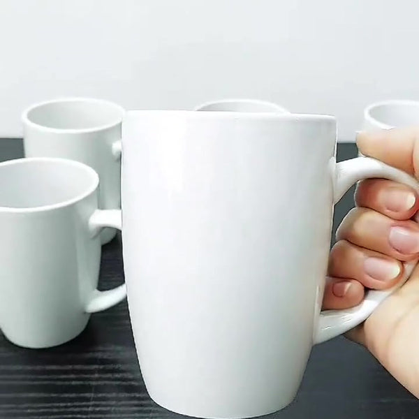 6 Tazas Mug De Ceramica Blanco Bullet 325ml Hallen