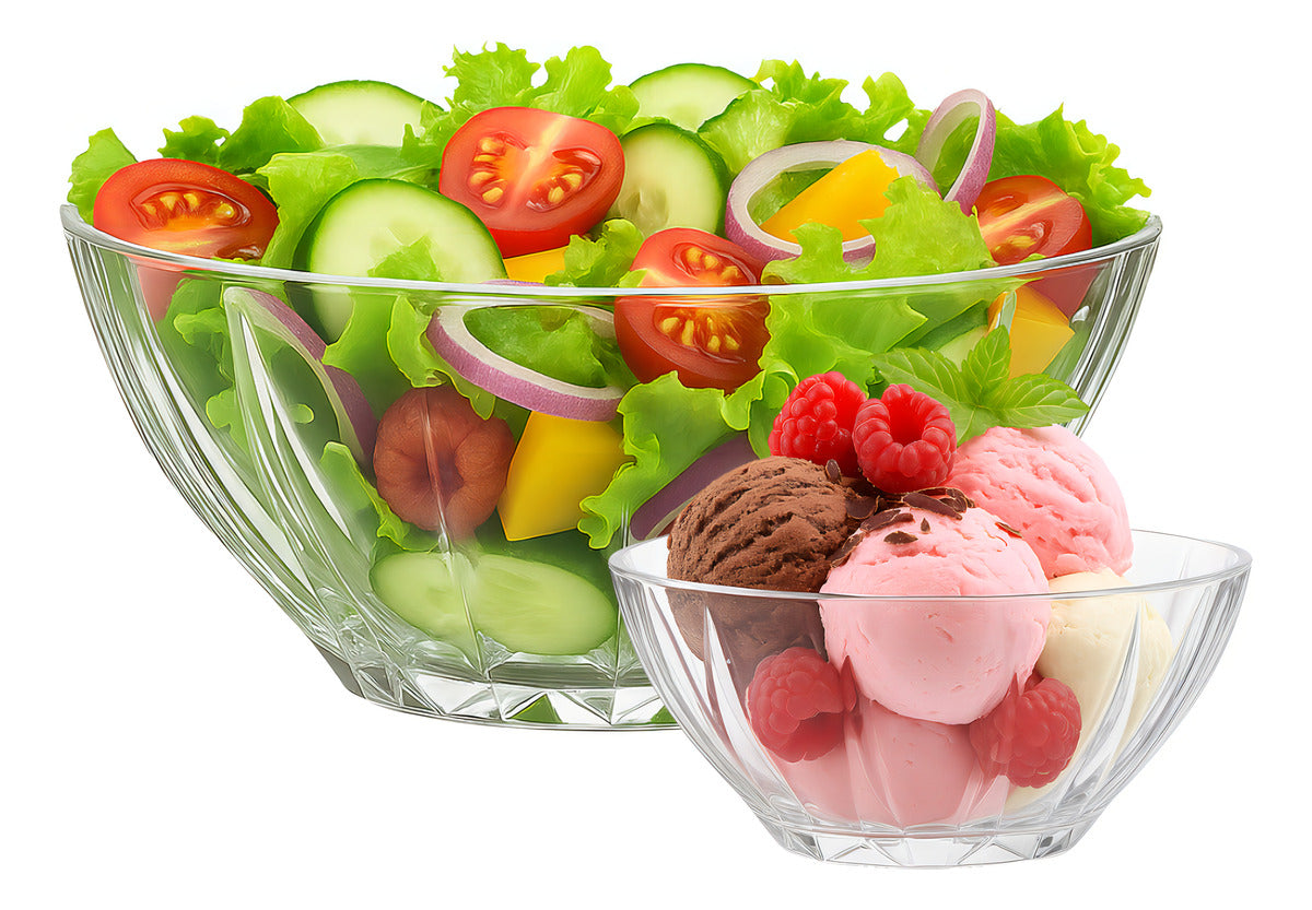 1 Ensaladera 1.85cc + 6 Bowls 350cc Vidrio Allegra Color Transparente Arganda
