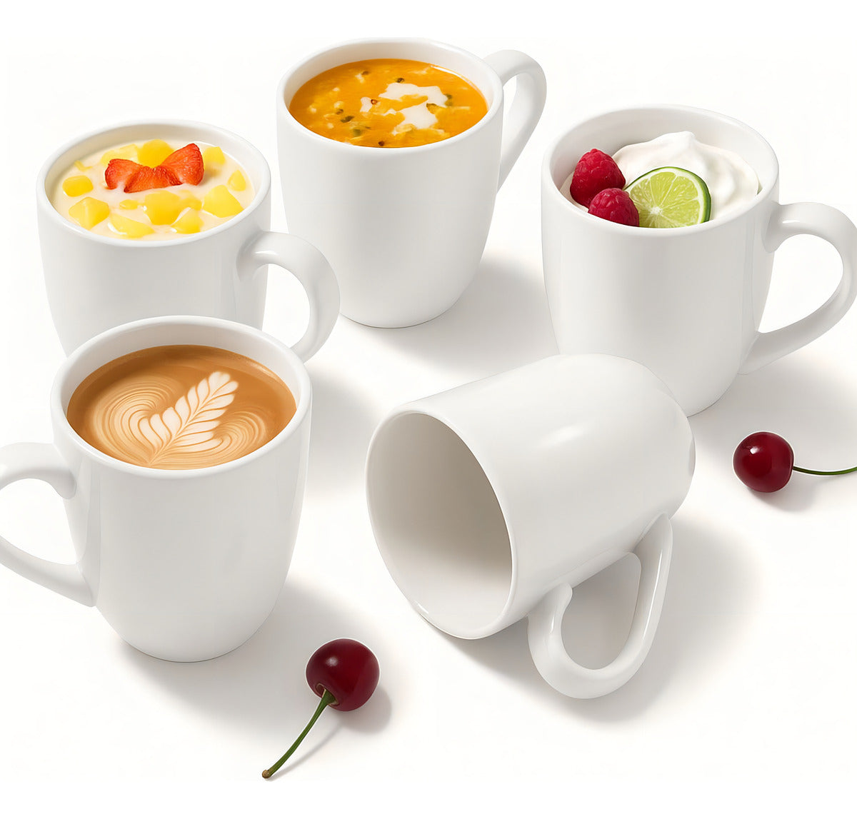 6 Tazas Mug De Ceramica Blanco Bullet 325ml Hallen
