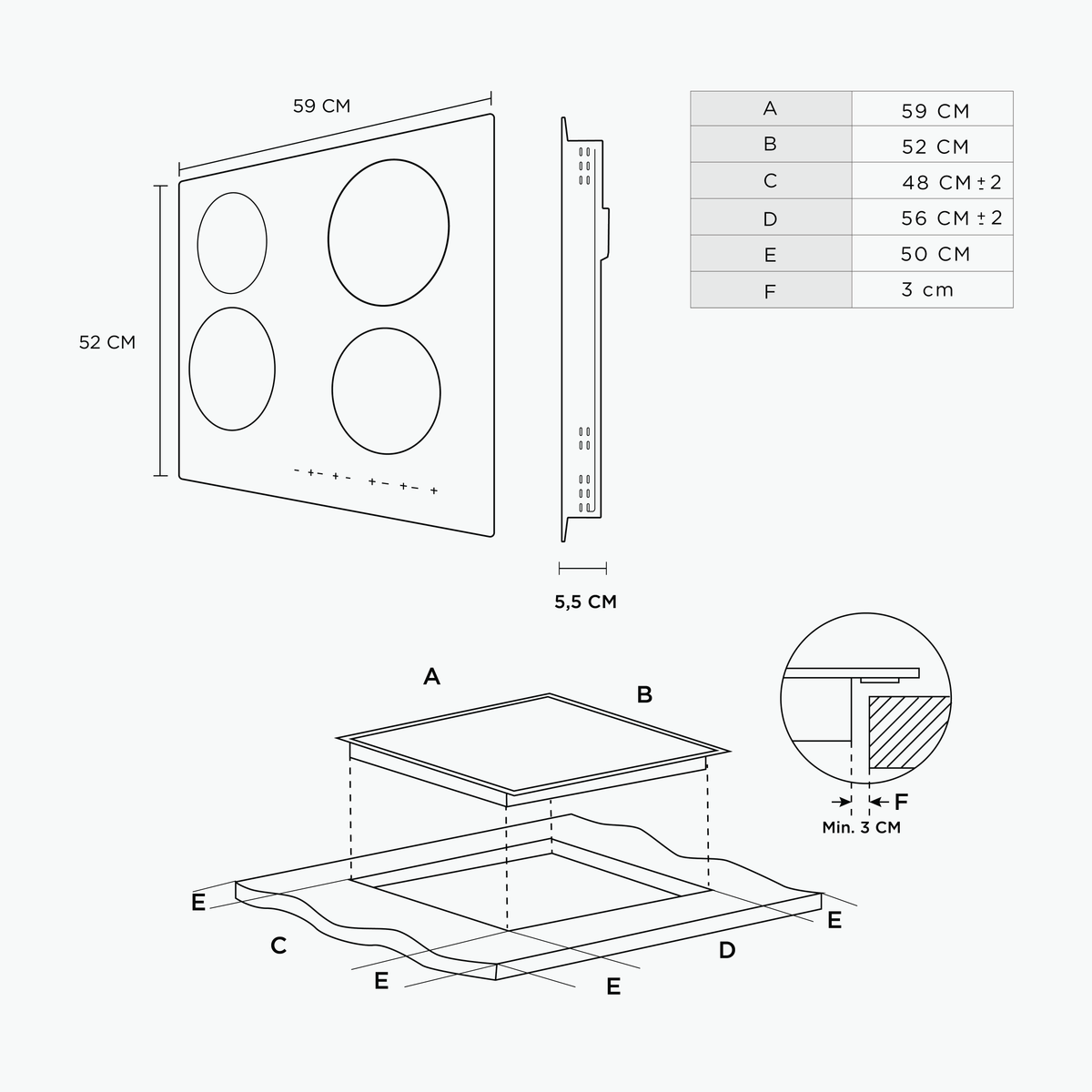 Encimera Vitrocerámica Midea 4 Zonas MC-6F6005R242 6000W — OPEN BOX